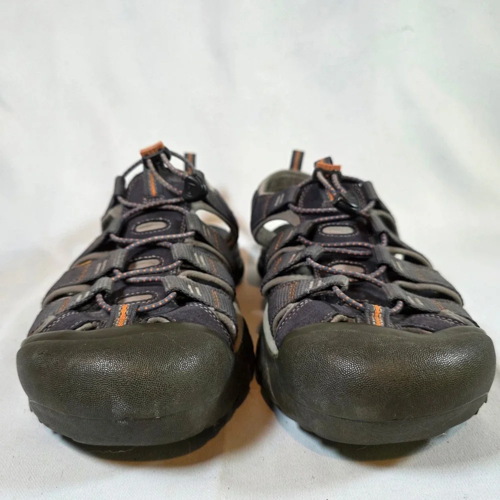 KEEN Newport H2 Mens 13 Sandals Grey Orange Waterproof Hiking Shoes Rugged Trail